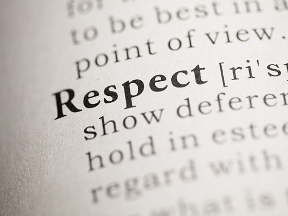 close-up of dictionary definition of 'respect'